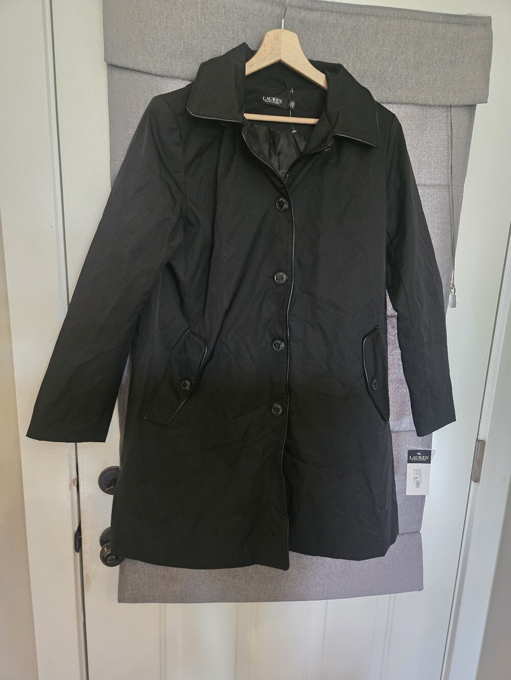Lauren Ralph Lauren Black Trench Coat Large - Picture 6 of 10